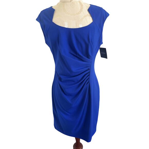 Ellen Tracy Capped Sleeve Knee Length NWT Bodycon Fitted Dress Size 10 - Picture 1 of 11